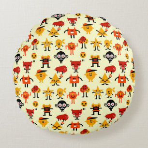 Coussins Ronds Motif de monstres drôles