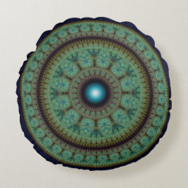 Coussins Ronds Motif de mosaïque fractale ronde orientale