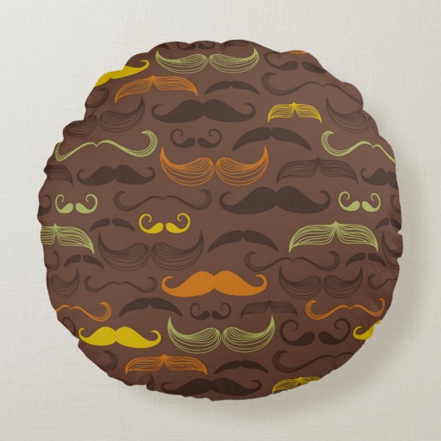 Coussins Ronds Motif de moustache, rétro style 5 (Devant)