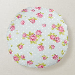 Coussins Ronds Motif de papier peint d'élégance des roses roses