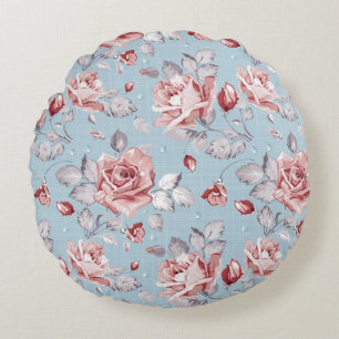 Coussins Ronds Motif de papier peint d'élégance des roses roses