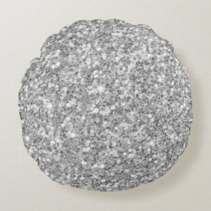 Coussins Ronds Motif De Parties scintillant Gris Et Blanc Moderne