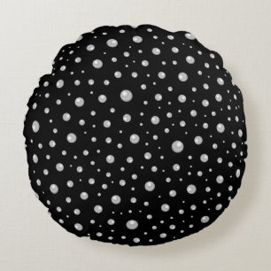 Coussins Ronds Motif de perle sur fond noir