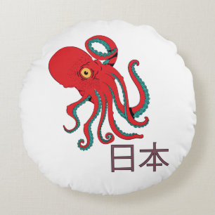 Coussins Ronds Motif de pieuvre japonaise