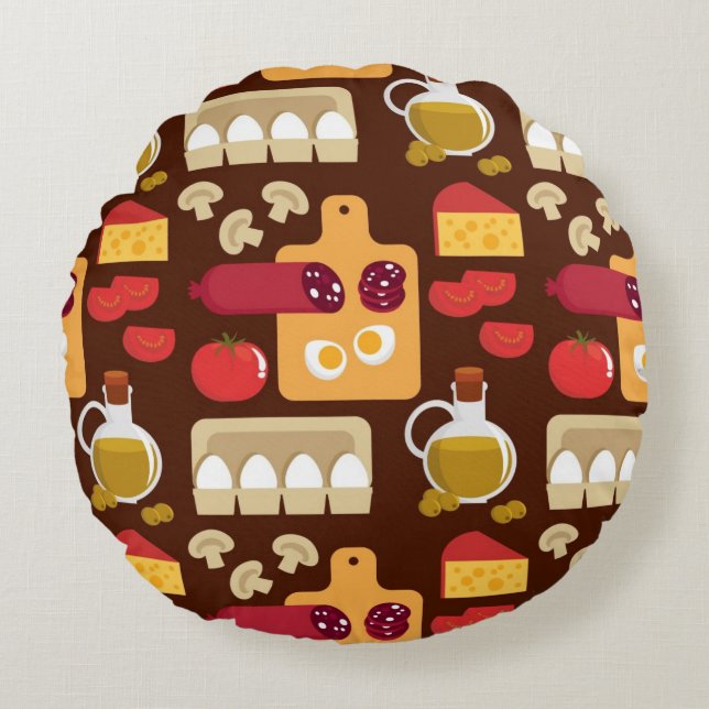 Coussins Ronds Motif de pizza (Devant)