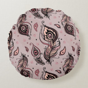 Coussins Ronds Motif de plume de paon