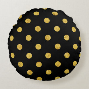 Coussins Ronds Motif de point élégant de polka de noir et de