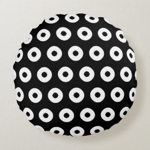Coussins Ronds Motif de point Polka noir/blanc