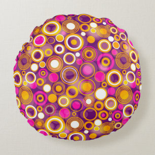 Coussins Ronds Motif de point violet de polka