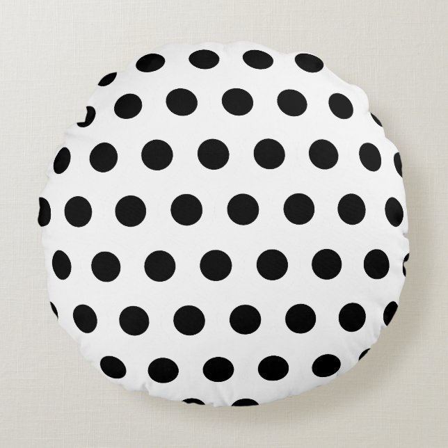 Coussins Ronds Motif de points blancs et noirs (Devant)