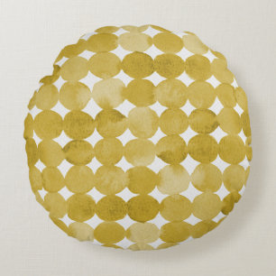 Coussins Ronds Motif de points jaune aquarelle tendance
