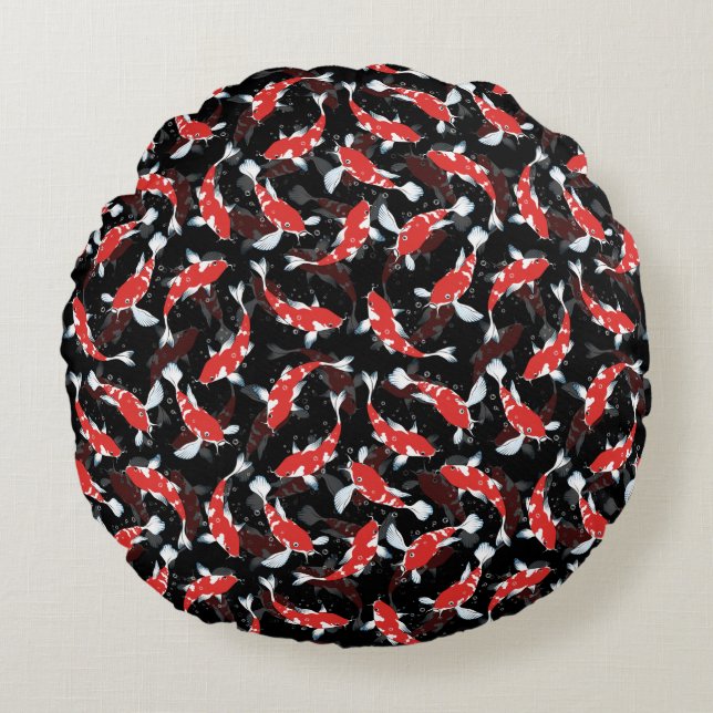 Coussins Ronds Motif de poisson Red Koi (Devant)