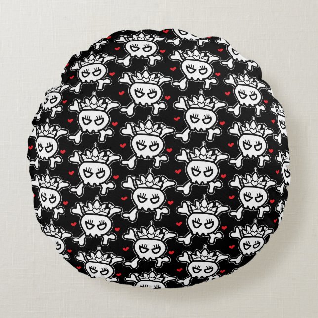 Coussins Ronds Motif de princesse crâne (Devant)