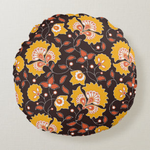 Coussins Ronds motif de style indien couleur fleurs sans soudure