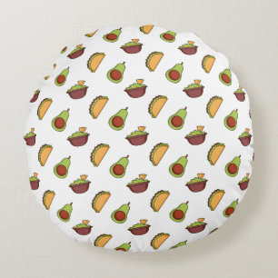 Coussins Ronds Motif de taco mignon et de guacamole