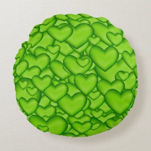 Coussins Ronds Motif de texture 3D vert Coeurs-68689