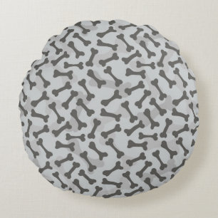 Coussins Ronds Motif de texture d'os à fond gris
