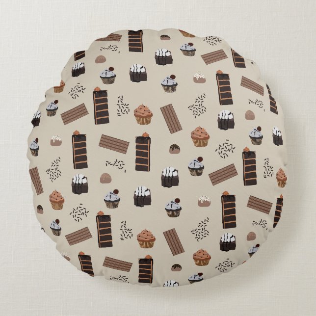 Coussins Ronds Motif de thème chocolat (Devant)