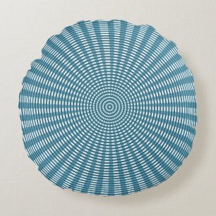 Coussins Ronds Motif de tissage circulaire radial - Bleu/Argent