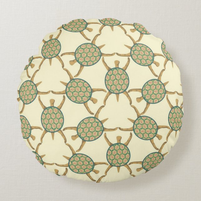 Coussins Ronds Motif de tortue (Devant)