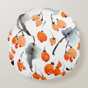 Coussins Ronds Motif des baies d'aquarelle et de l'illustration f