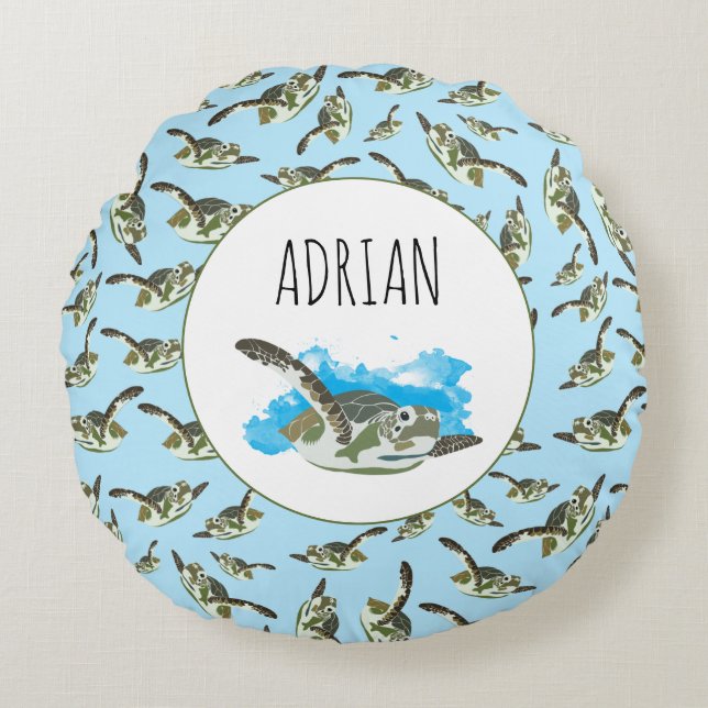 Coussins Ronds Motif des Tortues de mer (Devant)