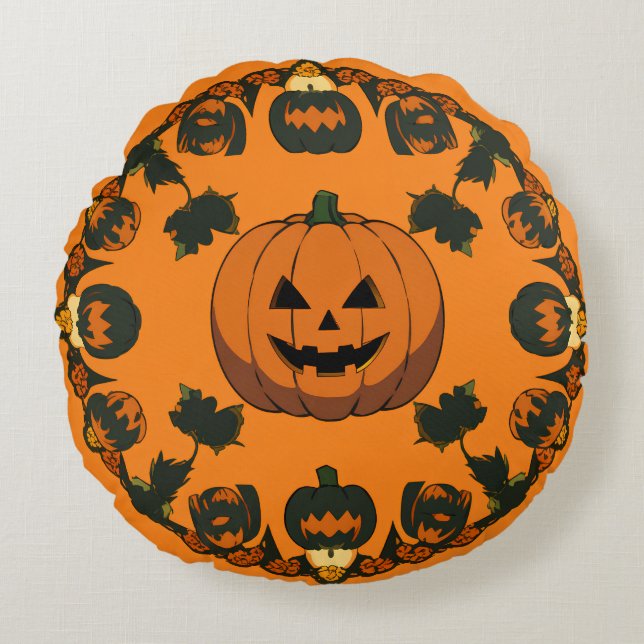 Coussins Ronds motif d'halloween mignon (Devant)