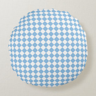 Coussins Ronds Motif diamant bleu blanc Checker