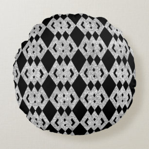 Coussins Ronds Motif diamant chevauchant avec paillettes argentée