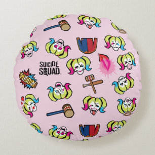 Coussins Ronds Motif du peloton   Harley Quinn Emoji de suicide