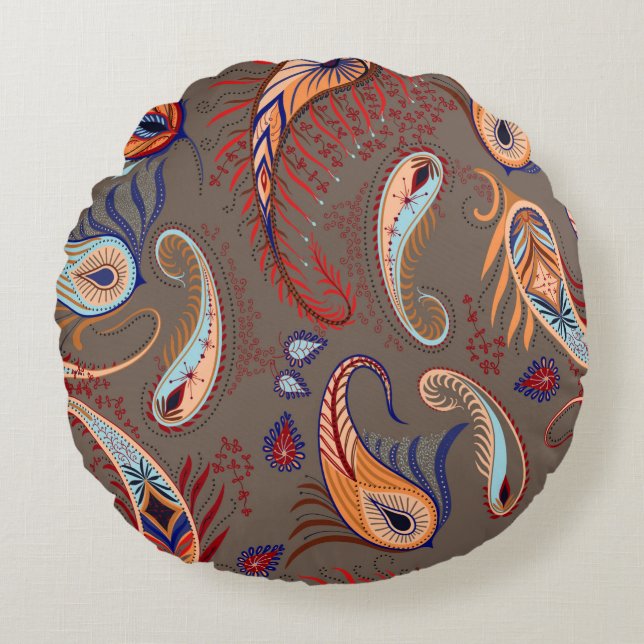 Coussins Ronds Motif élégant. illustration de paisley.  (Devant)