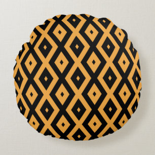 Coussins Ronds Motif en diamant jaune et noir