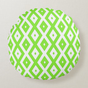 Coussins Ronds Motif en diamant vert et blanc