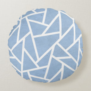 Coussins Ronds Motif en mosaïque bleu pâle et blanc