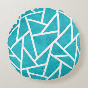 Coussins Ronds Motif en mosaïque bleu-vert et blanc