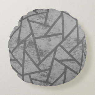 Coussins Ronds Motif en mosaïque gris