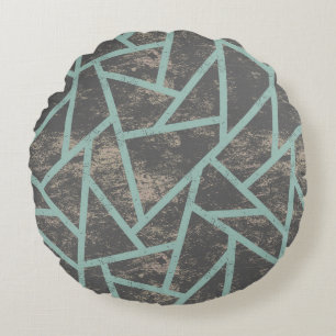 Coussins Ronds Motif en mosaïque vert pâle et gris