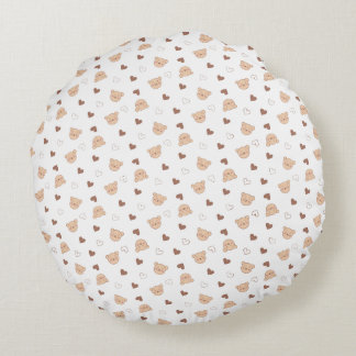 Coussins Ronds Motif en peluche avec coeur