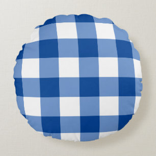 Coussins Ronds Motif en vichy bleu