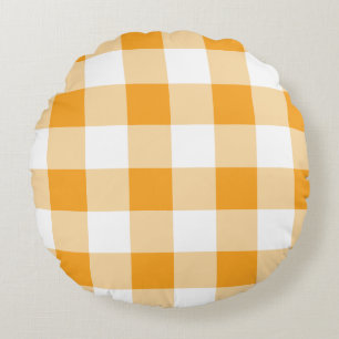 Coussins Ronds Motif En vichy jaune