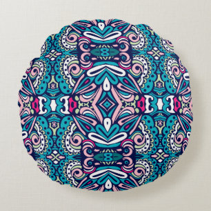 Coussins Ronds Motif ethnique carrelé. mosaïque géométrique Abstr