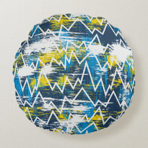 Coussins Ronds Motif ethnique sans couture. Motif de Zigzag. Scri