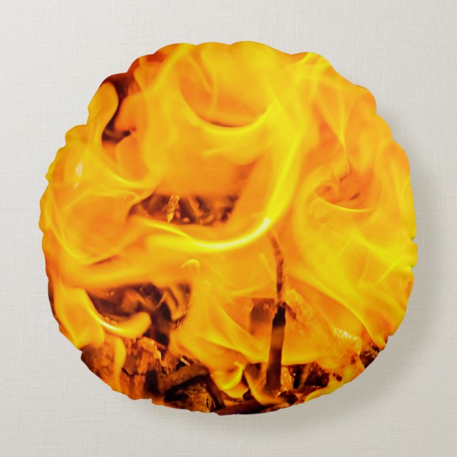 Coussins Ronds Motif Feu Et Flames (Devant)