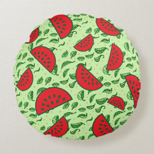 Coussins Ronds Motif feuille et pastèques