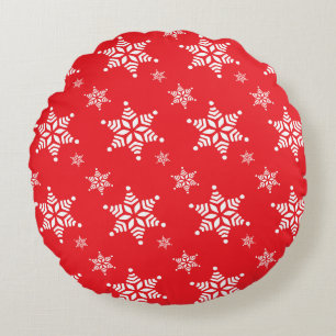 Coussins Ronds Motif Flocon de Neige, Flocons de Neige Blancs, Ne