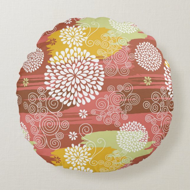 Coussins Ronds Motif floral 2 (Devant)