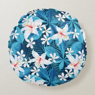 Coussins Ronds Motif floral 2 de ketmie tropicale
