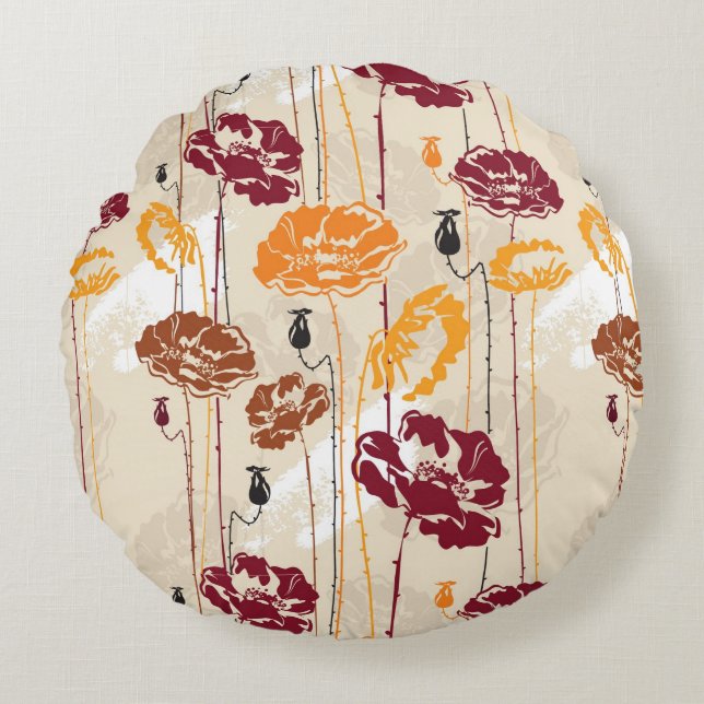 Coussins Ronds Motif floral 4 d'élégance abstraite (Devant)