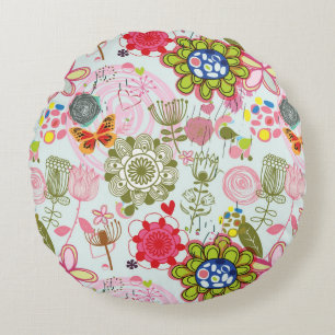 Coussins Ronds Motif floral dans le rétro style 2