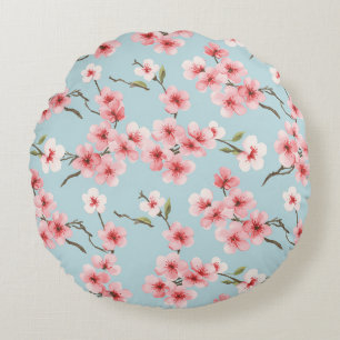 Coussins Ronds Motif Floral de Cerisier en Fleur